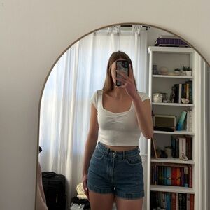 Brandy Melville White Cinched T-Shirt Top